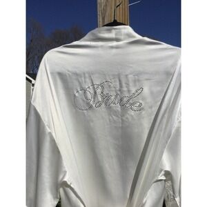 Vtg Victoria’s Secret women Bride robe one size OS rhinestone white satin belted